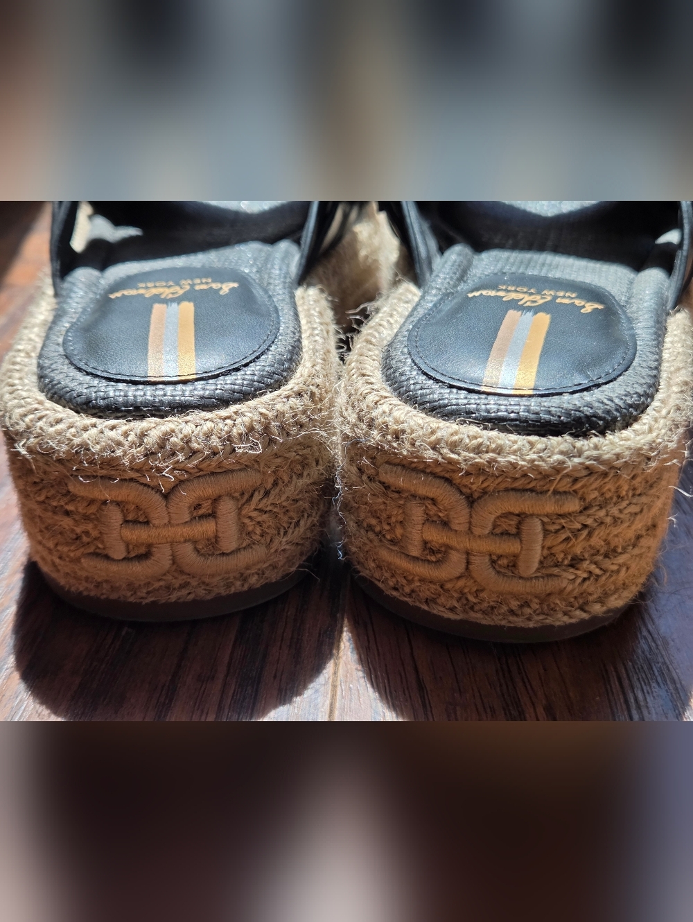 Sam Edelman Pria Black Woven Leather Espadrille Platform Slides Resort 7.5 - Picture 6 of 8
